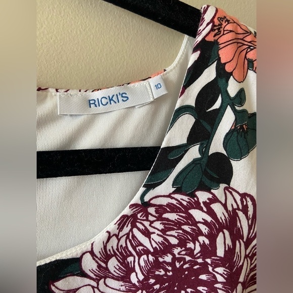 RICKI'S White Floral Sheath Dress Size 10 - Picture 9 of 10